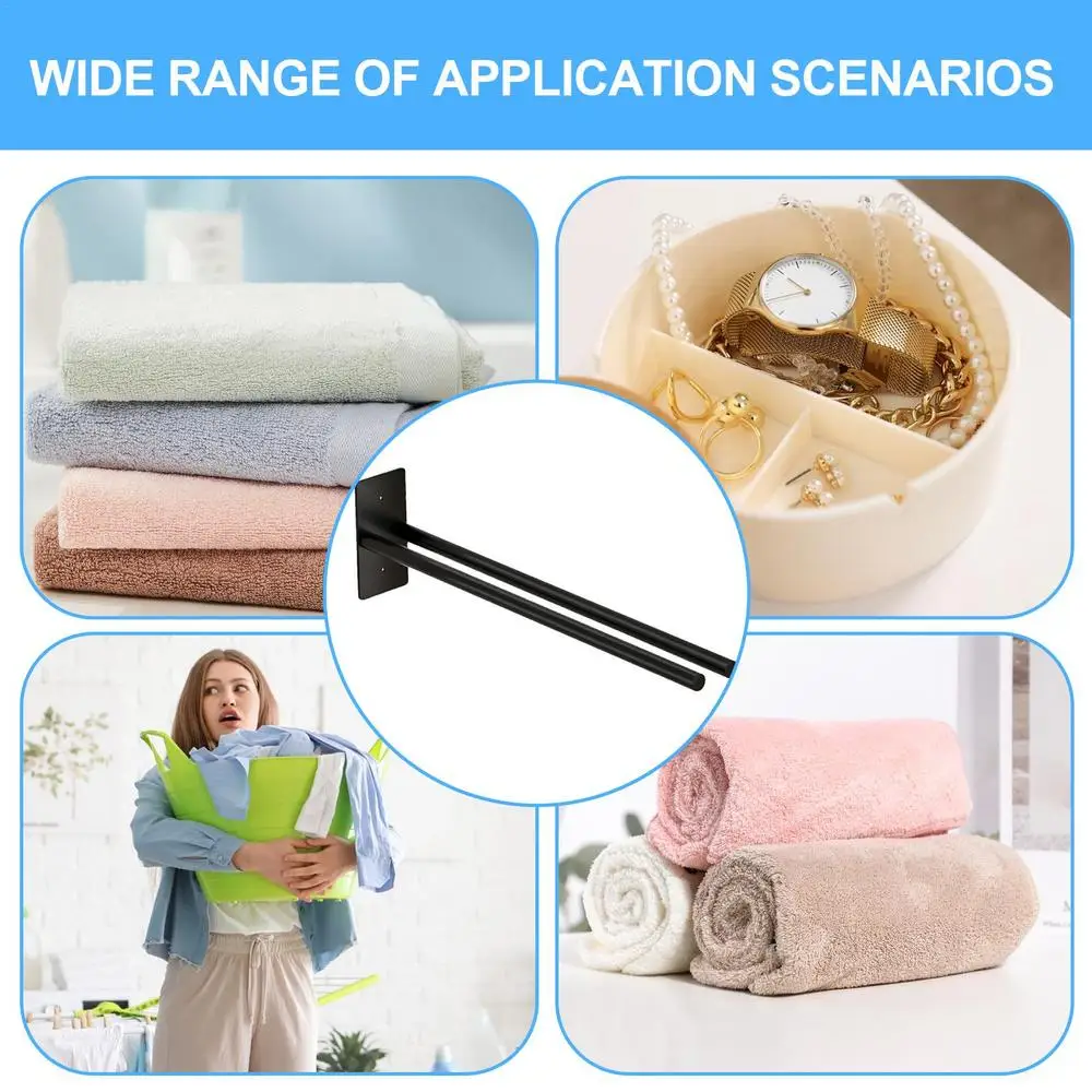 Description Picture 6 of itemAdhesive Bath Towel Bar Self Adhesive Hand Towel Holder Carbon Steel Bath Wall Shelf Rack Towel Stick On Sticky Hanger Double
