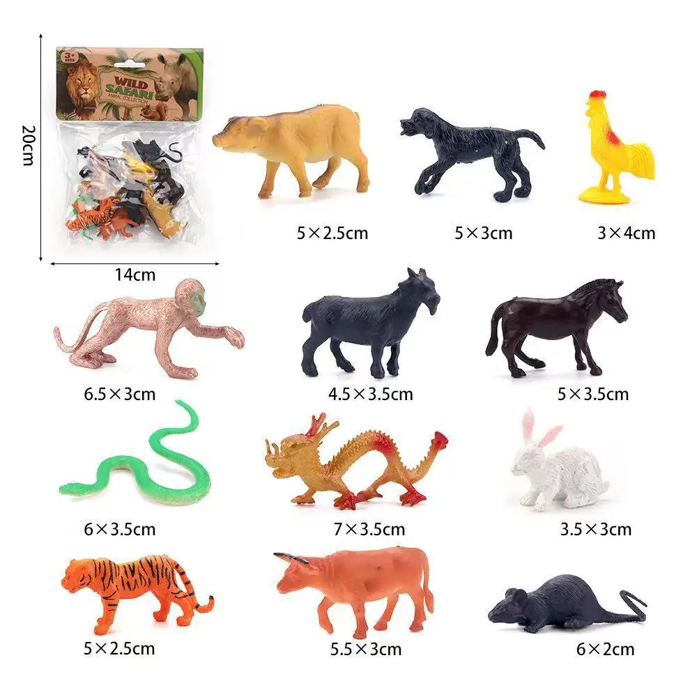 12PCS Miniature Lion Shark Horse Dinosaur Animals Model Set Action Figures Figurine Zoo Cute Education Kids Toy Gift 4