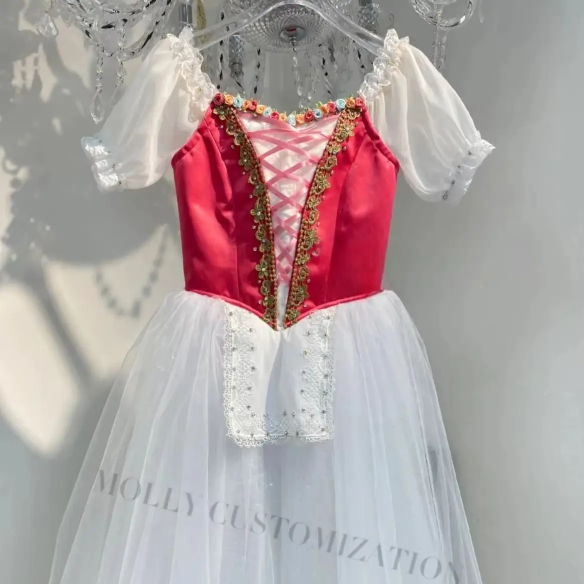 2025, Giselle's Tochter Geberia's schwankende Ballett-Tutu-Wettkampf-Performance-Rock aus langem Garn, maßgeschneidert für Erwachsene und Kinder – Detail 3