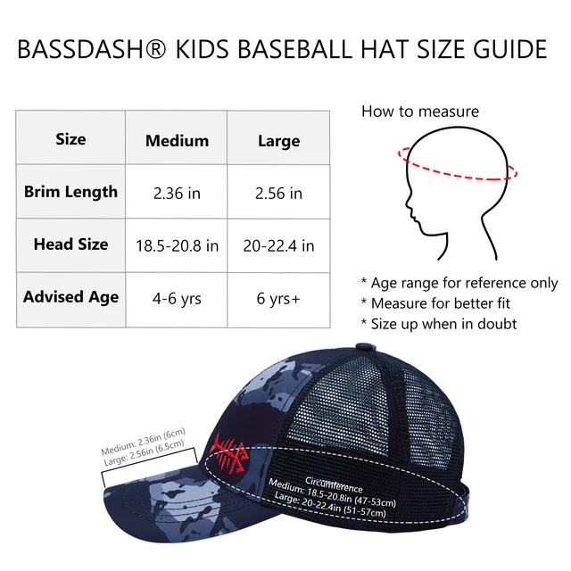 Bassdash Kids Youth Fishing Sun Hat Mesh Back Adjustable Baseball Trucker  Cap for Boys Girls Peaked Caps - AliExpress