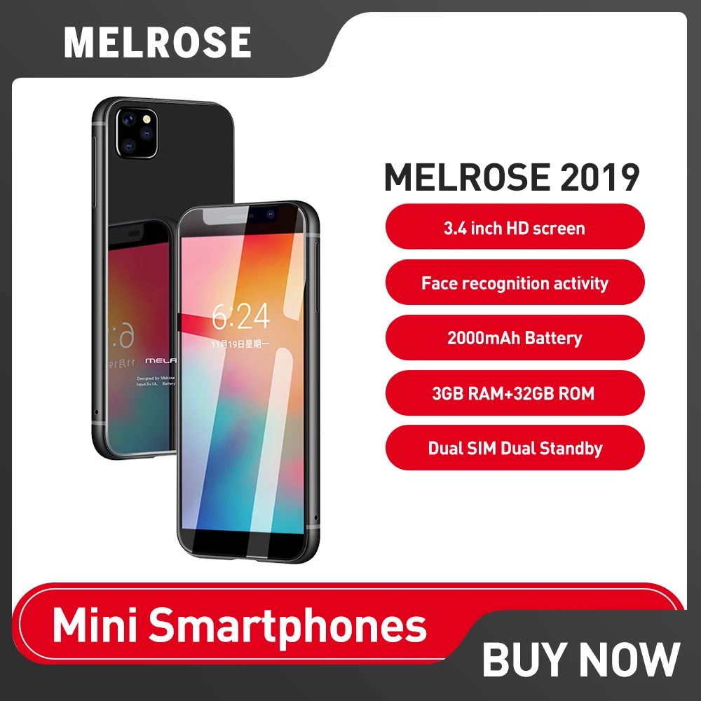 Melrose 2019 4G LTE phone Super Mini Smartphones 3.4 Inch Ultra Slim Quad Core Mobile Phone Android 8.1 Face Recognition 5MP xgody mate10 smartphone android 8 1 5 inch small screen mobile 1gb 8gb mtk6580 quad core 5mp gps wifi 2500mah face id cell phone