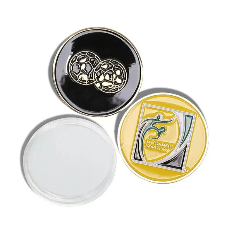 Football Pattern Pick Edge Referee Side Toss Coin Football Fair Play Tranning Match Equipment Referee Tennis Soccer Flip Coin