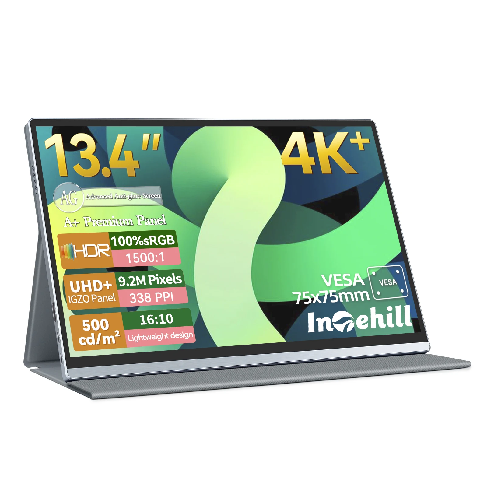 Intehill 13.4inch 4K+ Portable Monitor 3840*2400 U13ZA For XBox PS4/5 Switch Laptop Cell Phone PC Extension 500nits 100% sRGB