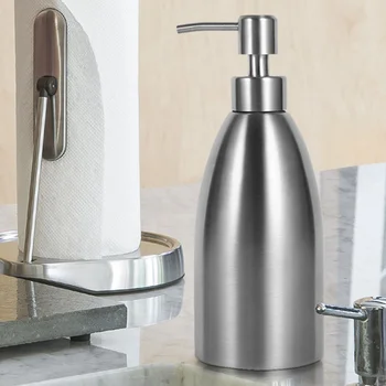 500ml สแตนเลสสตีลเครื่องจ่ายสบู่อ่างล้างจานก๊อกน้ําห้องน้ําแชมพูกล่องสบู่คอนเทนเนอร์เติม Liquid Dispenser 1