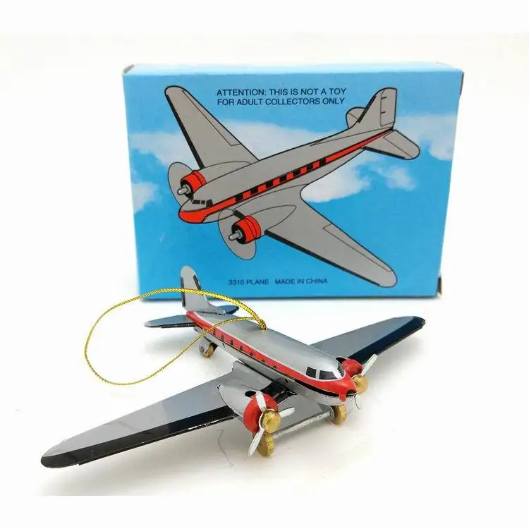 

[Best] Adult Collection Retro Wind up toy Metal Tin Boeing airliner Pendant Mechanical toy Clockwork toy figures model kids gift