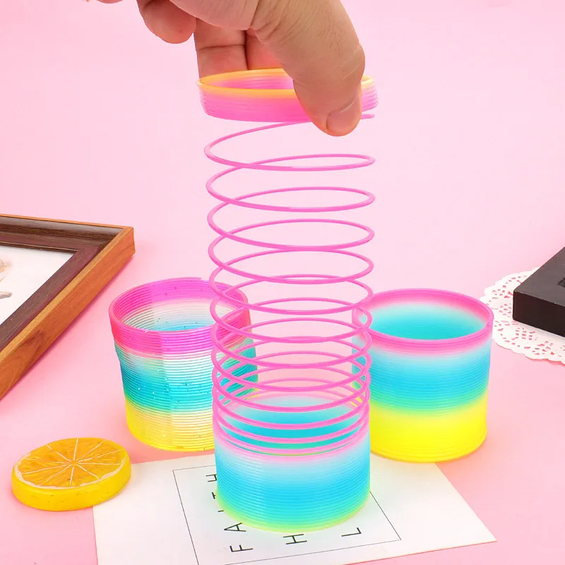 Rainbow Circle Funny Toy Early Development Educational Folding Plastic Spring Coil Children Creative Party DIY Favors Child Gift