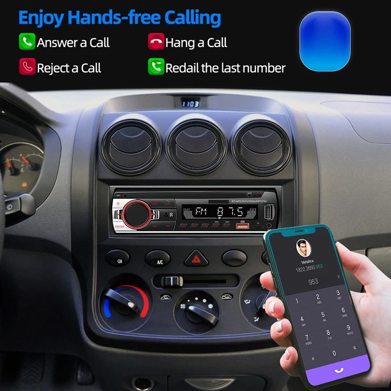 Фото Автомобильный Bluetooth MP3-плеер 12 в, FM-радио, стерео, громкая связь, стереоплеер, дисплей с подсветкой, прочный CD-плеер с USB-зарядкой №4