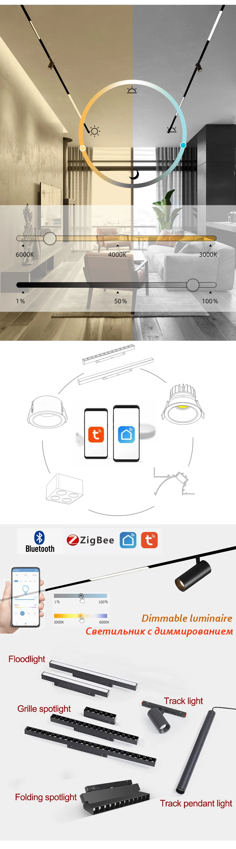 Description Picture 2 of itemSmart LED Magnetic Track Light Dimmable 48V Pendant Spot Lamp Magnet Flexible Fixture Rail Modern Changeable Design System Type