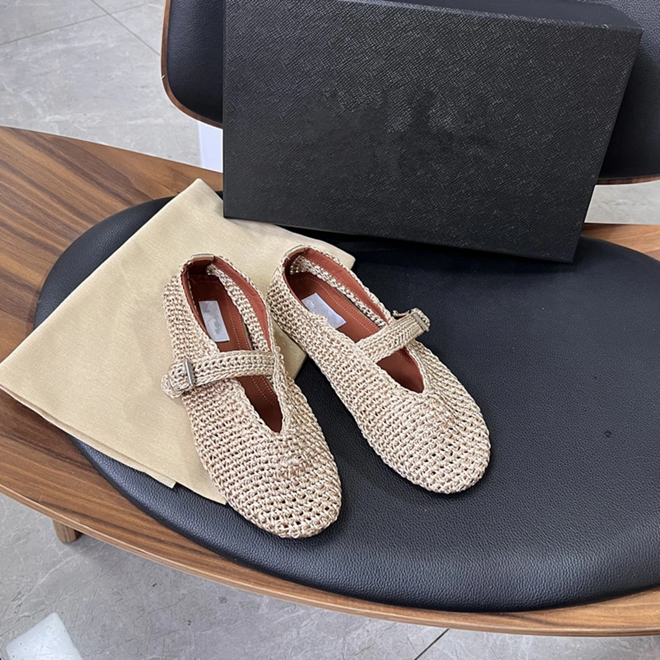 A*ia Ballets Shoes In Woven Leather High Quality And Super Comfort Flat Shoes 2025 New Luxury Design Shoes For Women ﻿ 2