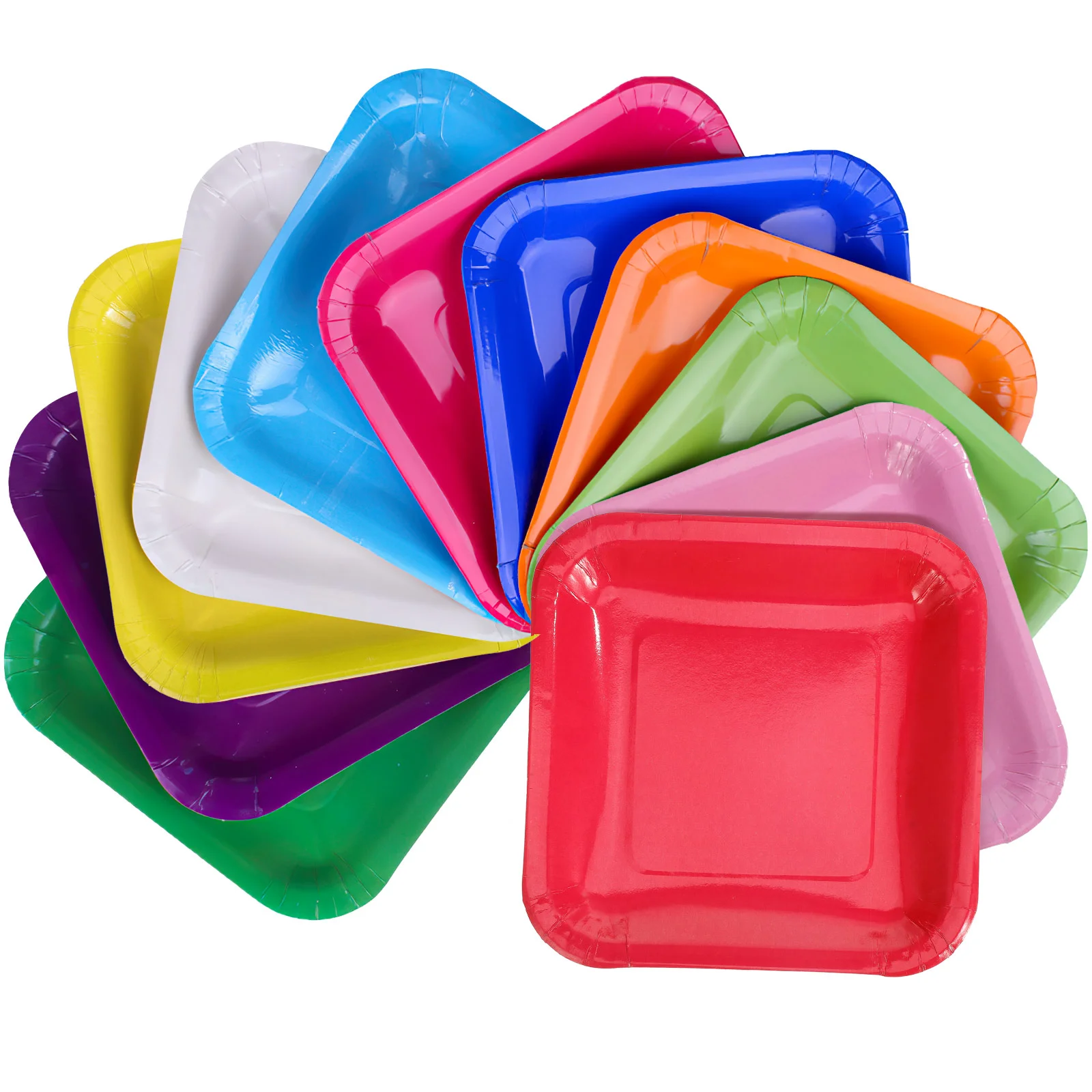 50 Pcs Green Paper Plates Handcraft Materials Interesting DIY Solid Accessory Child