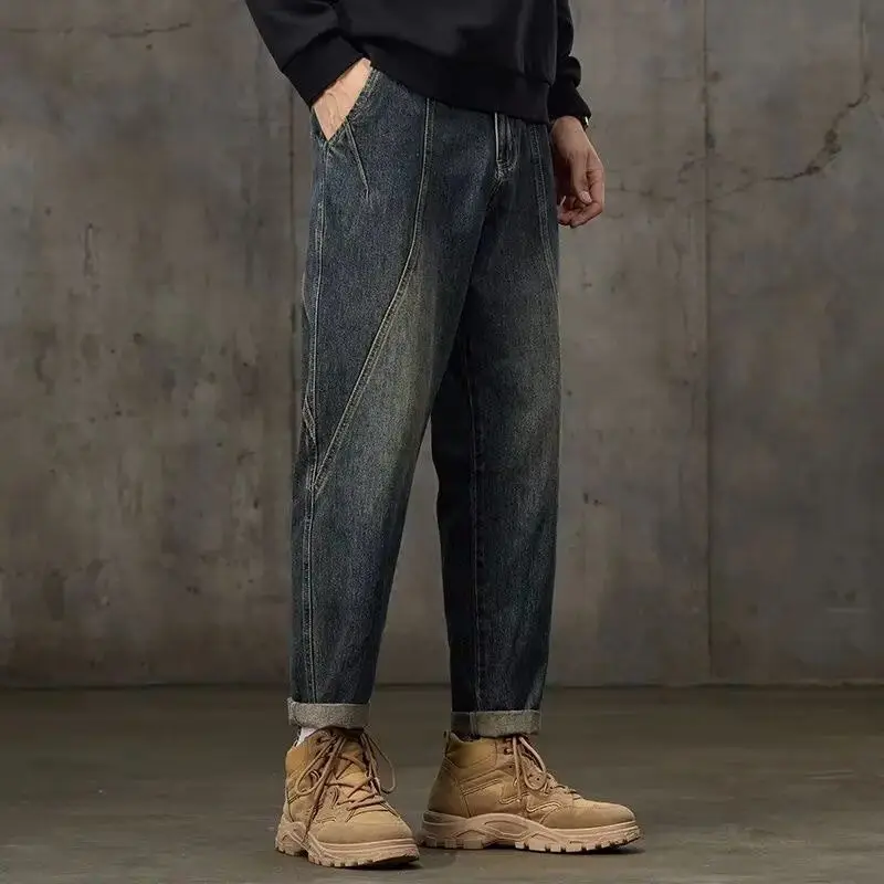 American Retro Conical Jeans Men's 2025 Autumn and Winter New Straight Loose Trendy Brand Water-washed Casual Trousers 2