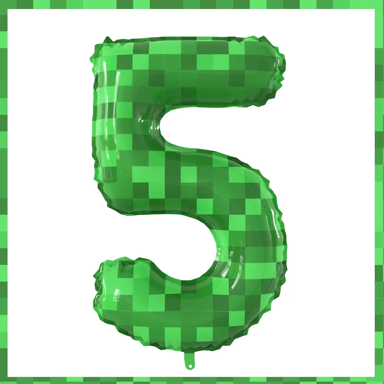 Giant 40-Inch Green Pixel Foil Number Balloons - Birthday Party Decoration