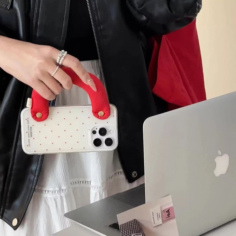 Candy Handle Bag Point White Double Acrylic Hard Phone Case