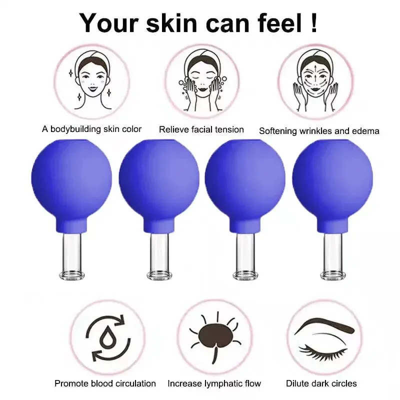 Vacuum facial cupping 1Piece silicone vacuum facial cupping pumping type dampness tightening face dialing tendon plucking cupping scraping