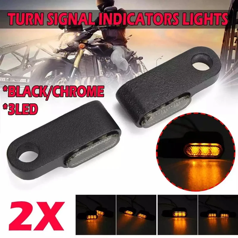 

2pcs 3 leds Motorcycle Indicators DC12V Mini LED Turn Signal Light flasher Amber signal lamp Blinker Motorcycle Accessories