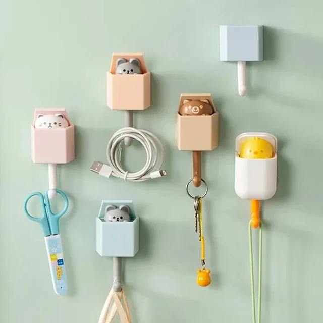 Porte-clé mural auto-adhésif, cintres de porte de dortoir, crochets, porte-clé, parapluie, serviette, casquette, porte-manteau, décoration murale d'animaux 5