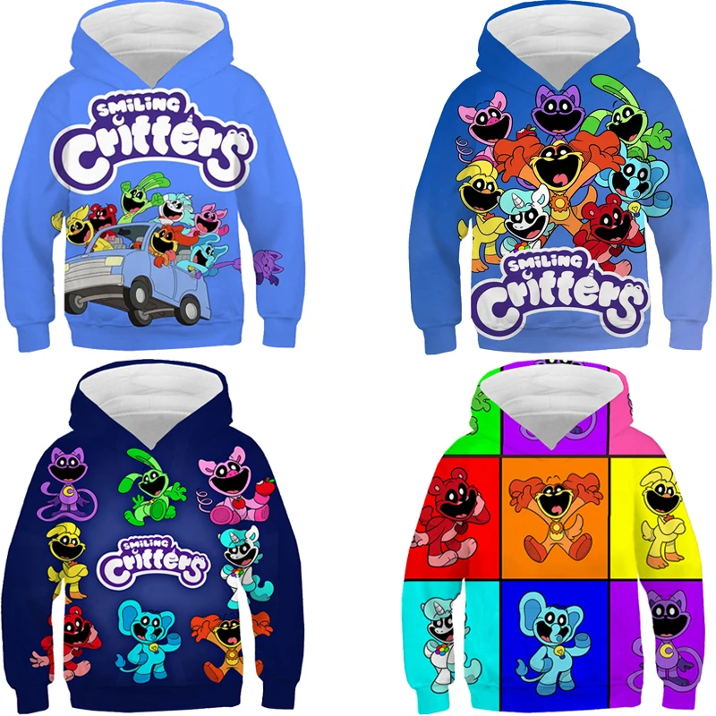 

Smiling Critters 3D Print Hoodie Kids Cartoon Long Sleeve Pullover Tracksuit Boys Girls Funny Clothes Autumn Winter Sweatshirt