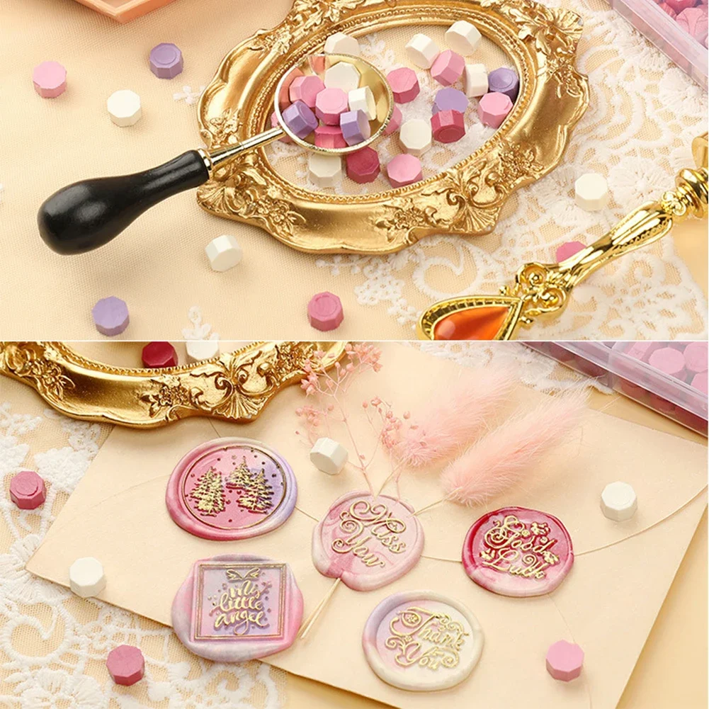100pcs Octagon Sealing Wax Beads Mixed Color Seal Stamp Wax Tablet Pill for Envelope Wedding Invitation Waxes Craft Decoration