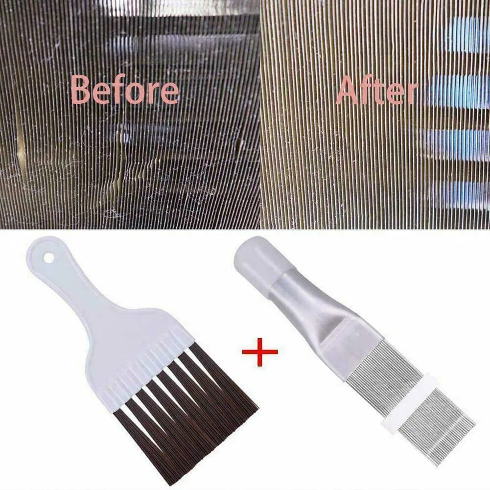 2Pcs/set Air Conditioner Fin Comb AC Condenser Cleaner Cleaning Brush