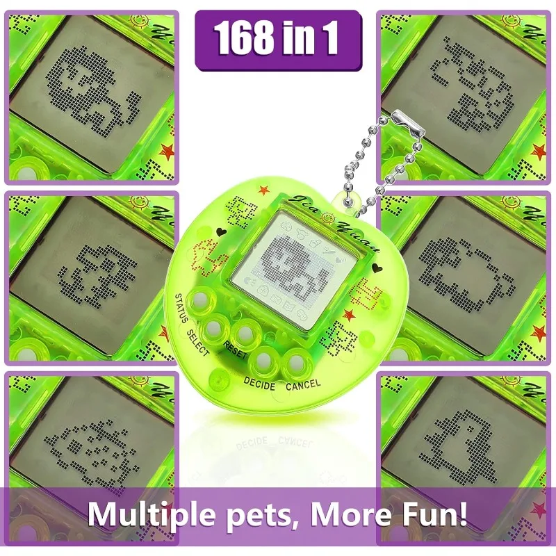 Virtual Pets Keychain for Kids Electronic Digital Pet Christmas Retro Handheld Game Machine for Birthday Gift Party Multicolor
