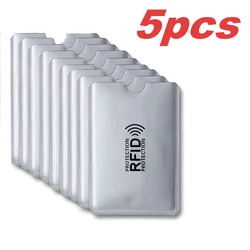 Premium Anti - Theft RFID Credit Card Protector Sleeves - Secure Cardholder Covers for Maximum Data Protection (5Pcs Silver)