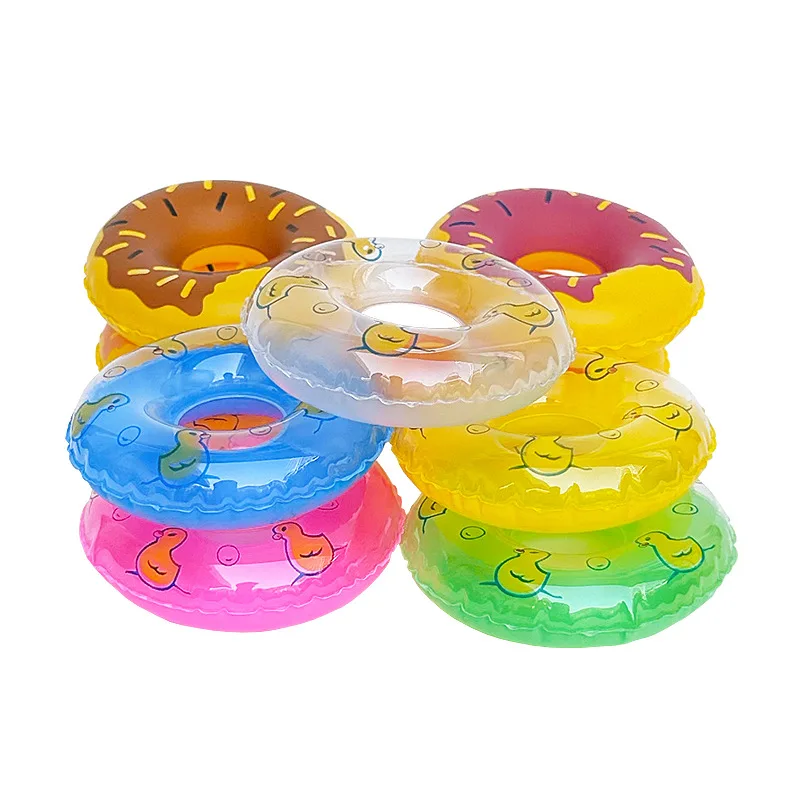 10Pcs Inflatable Toys Mini Swimming Ring Children's Bath Play Water Inflatable Toys Small Yellow Duck Swimming Ring Accessories