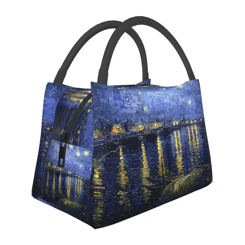 

Van Gogh Starry Night Insulated Lunch Bags for Women Resuable Over The Rhone Thermal Cooler Bento Box Office Picnic Travel