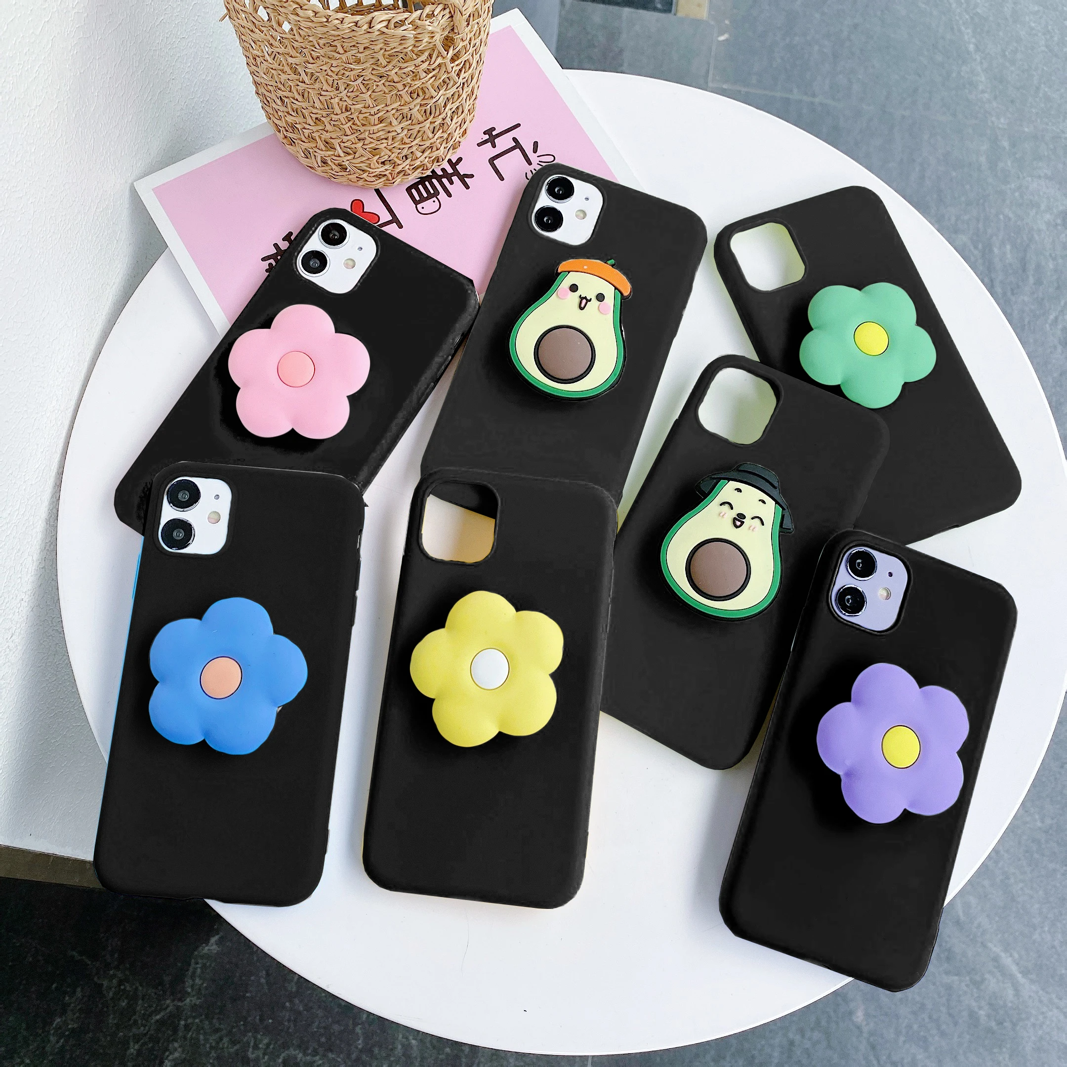 3D Lovely Flower Holder Stand Case Per Motorola Moto Edge 40 30 Ultra 20 Fusion S30 X40 X30 Cute Cover Soft Back Shell
