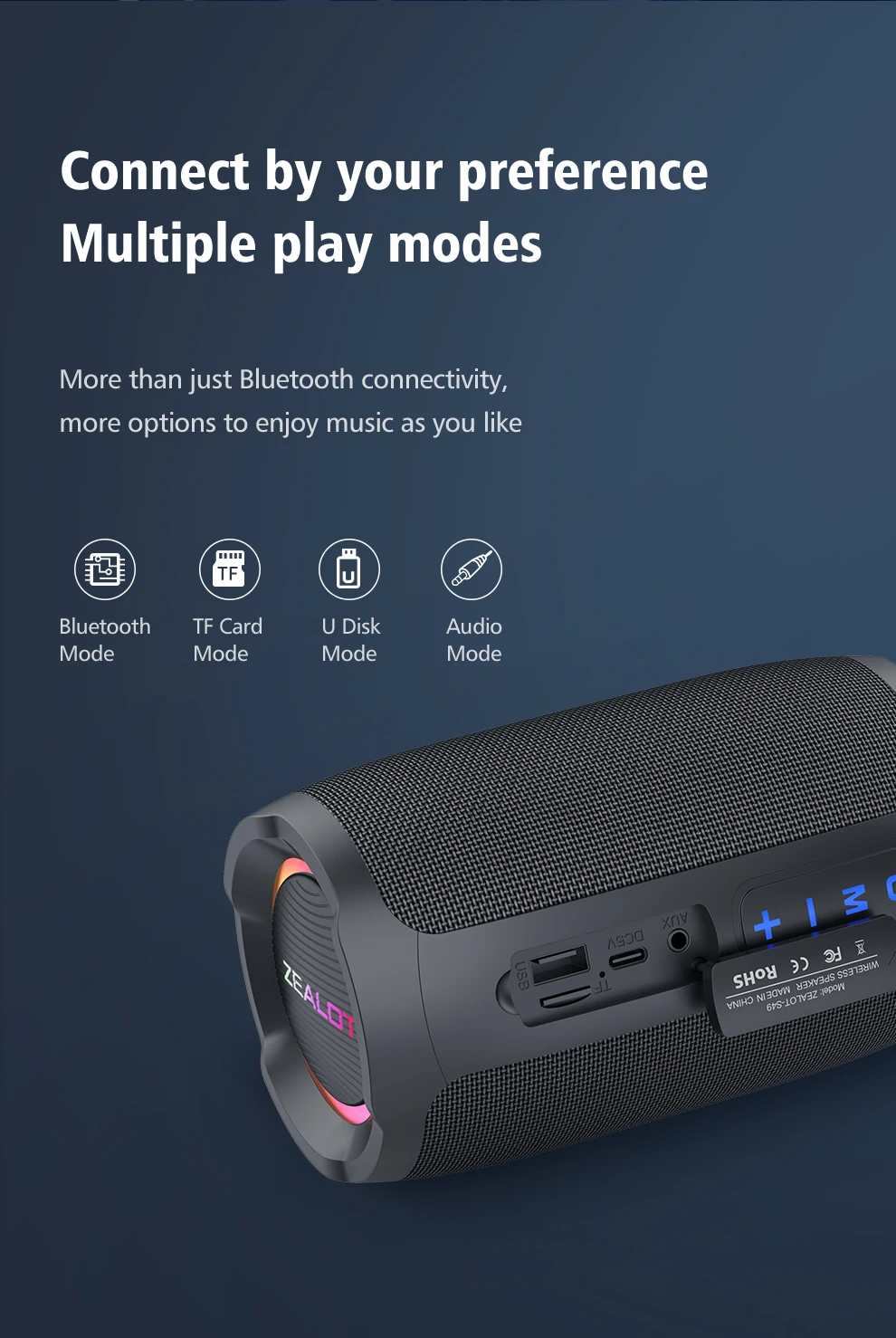 20W, IPX6 Impermeável, Sem Fio, Bluetooth 5.0,