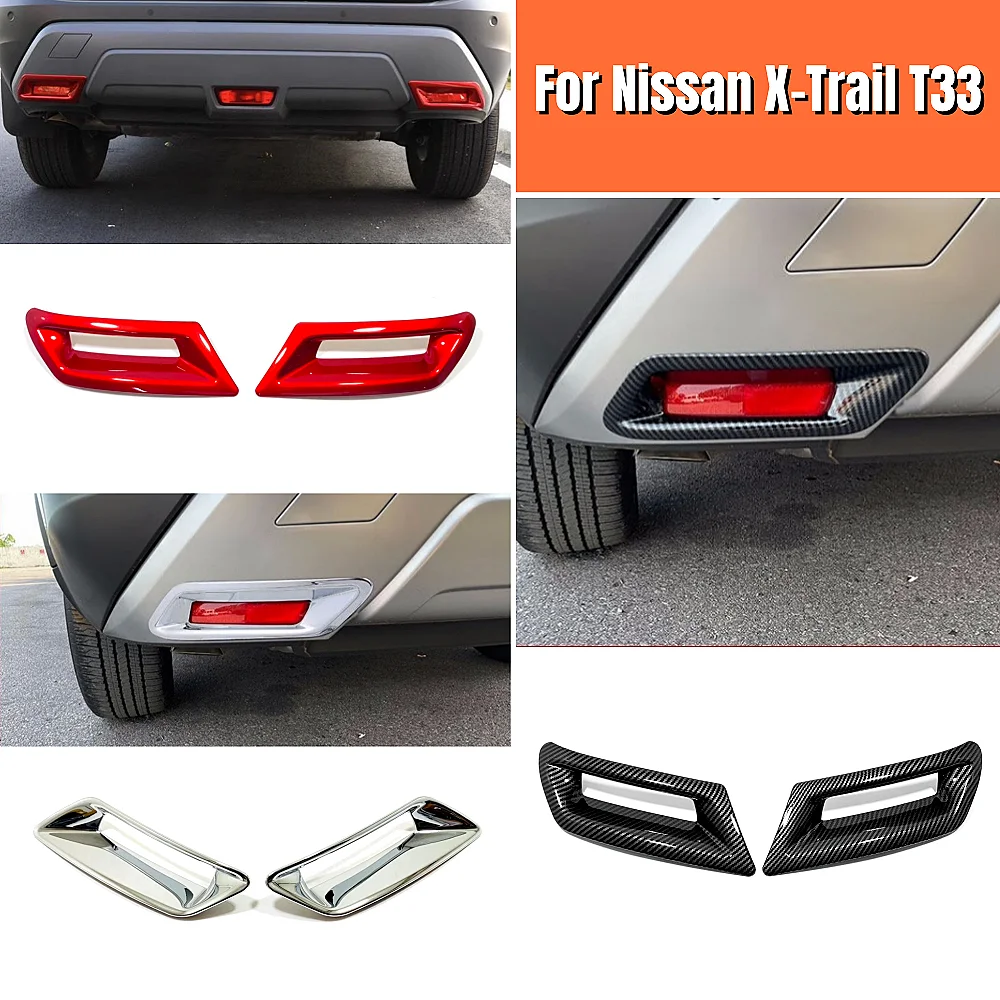 

For Nissan X-Trail T33 Rogue 2021 2022 2023 Chrome Rear Fog Light Cover Bumper Reflector Surrounds Cover Trim Car Accessories