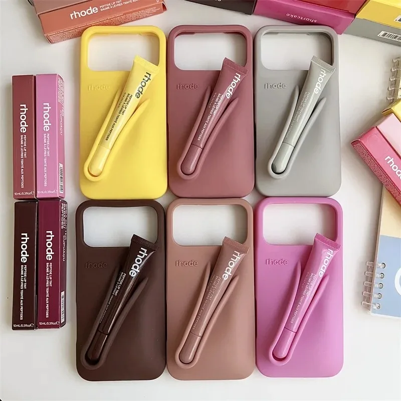 Hot Sale Soft Silicone Phone Case with Portable Lip Gloss Holder