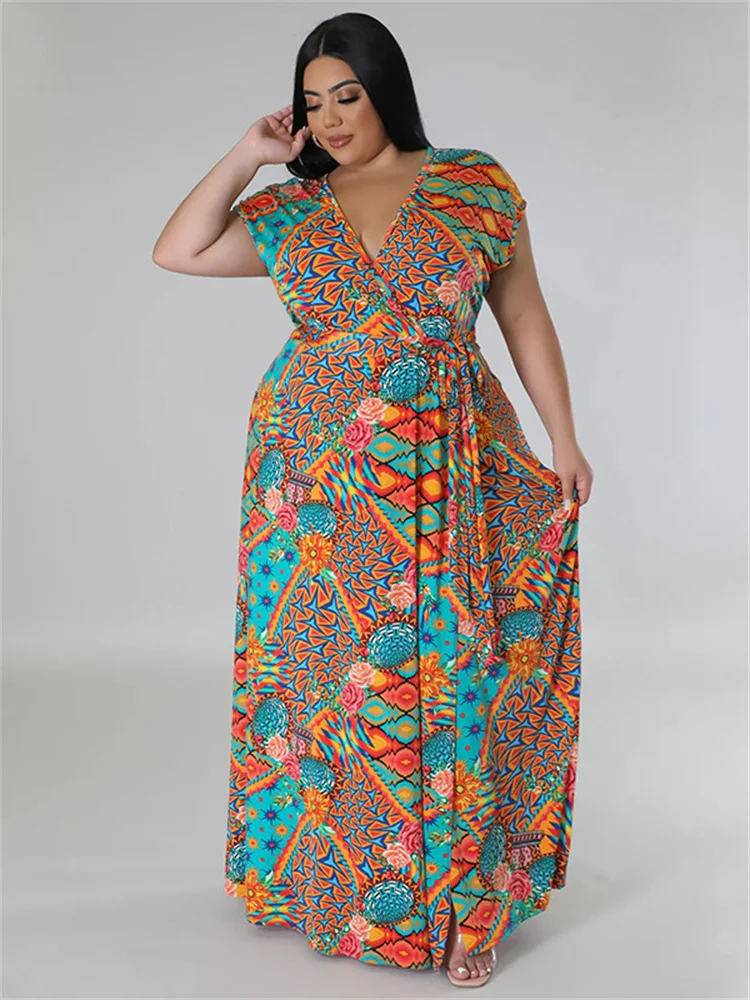 Wmstatr Plus Size Dresses for Women V Neck Loose Sleeveless Maxi Full Length Dress New In Summer Clothes Wholesale Dropshipping