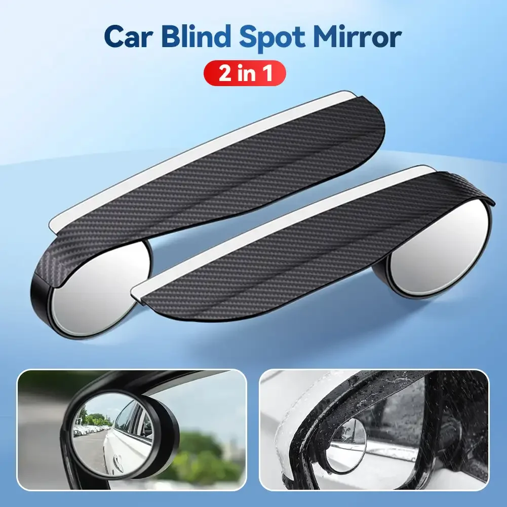 Car Rearview Mirror Visor 2Pcs Universal Rain Eyebrow Blind Spot Mirror 360 Degrees