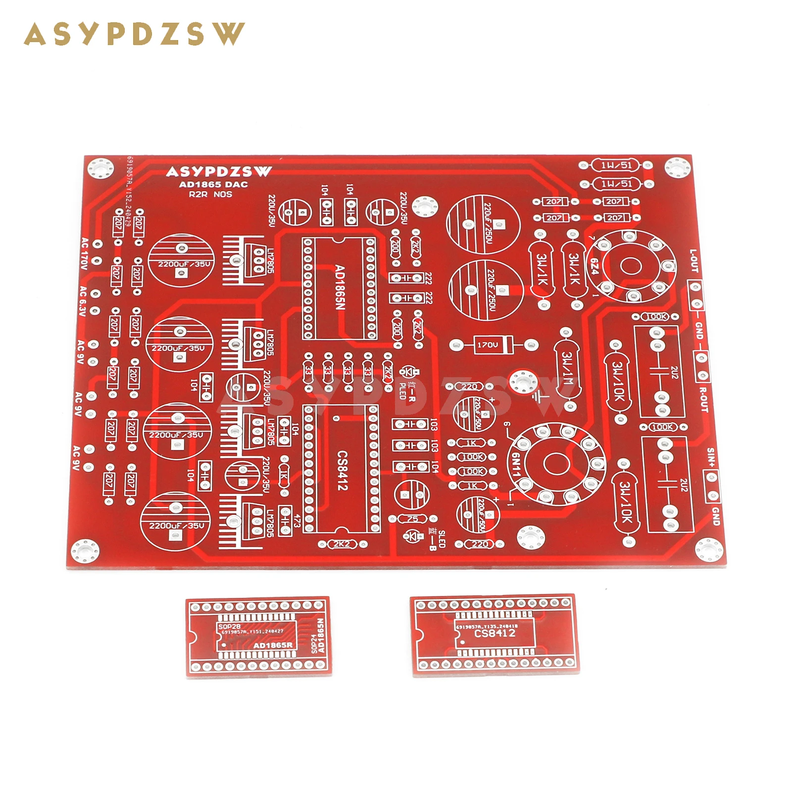 HIFI 6N11 AD1865 Tube R2R NOS AD1865+CS8412 Audio decoder DAC Bare PCB ...