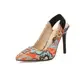 

Women Pumps 2023 Pointed Toe High Heels Retro Floral Print Elastic Band Stiletto Spring Summer PU Fashion Shoes Zapatos Mujer