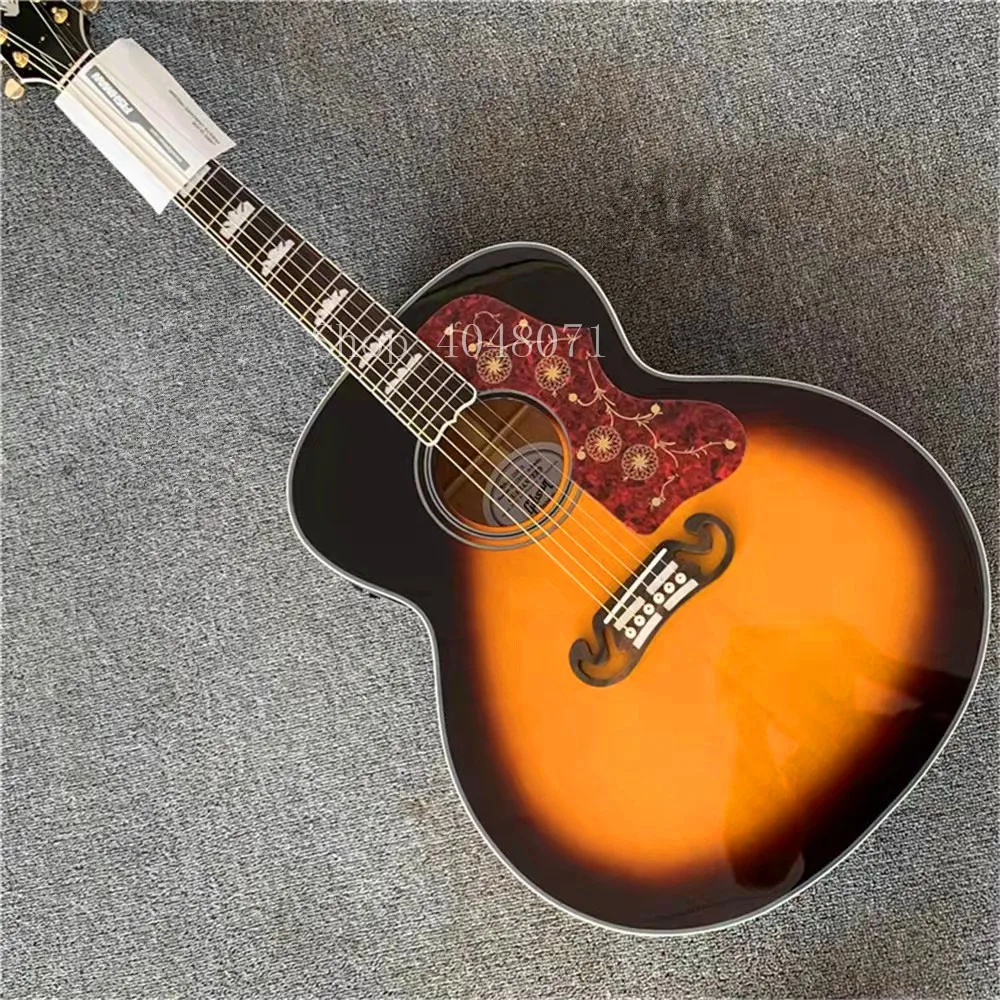 Chinese guitar factory customized, 43 inch, new Fishman pickup j200 original acoustic electric guitar Sunburst inventory guitar,