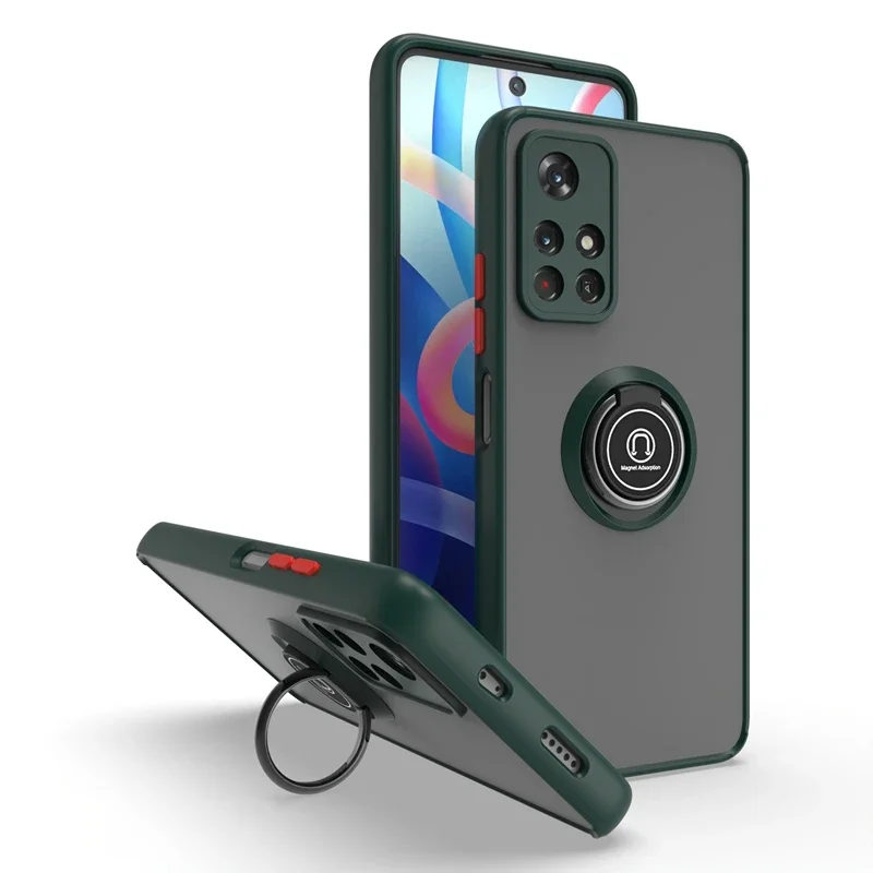 Shockproof Matte Case with Metal Ring Holder - Durable and Stylish Cover