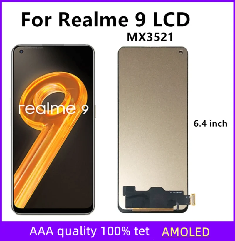 

6.4'' For Realme 9 Display LCD Screen Realme 9 MX3521 LCD Incell Touch Screen Replacement Digitizer Assembly Parts