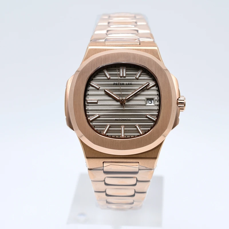 2022 New PETER LEE Design 41mm Rose Gold Men's Automatic Mechanical Watch Classic Retro Business Sports Watches Reloj Hombre 