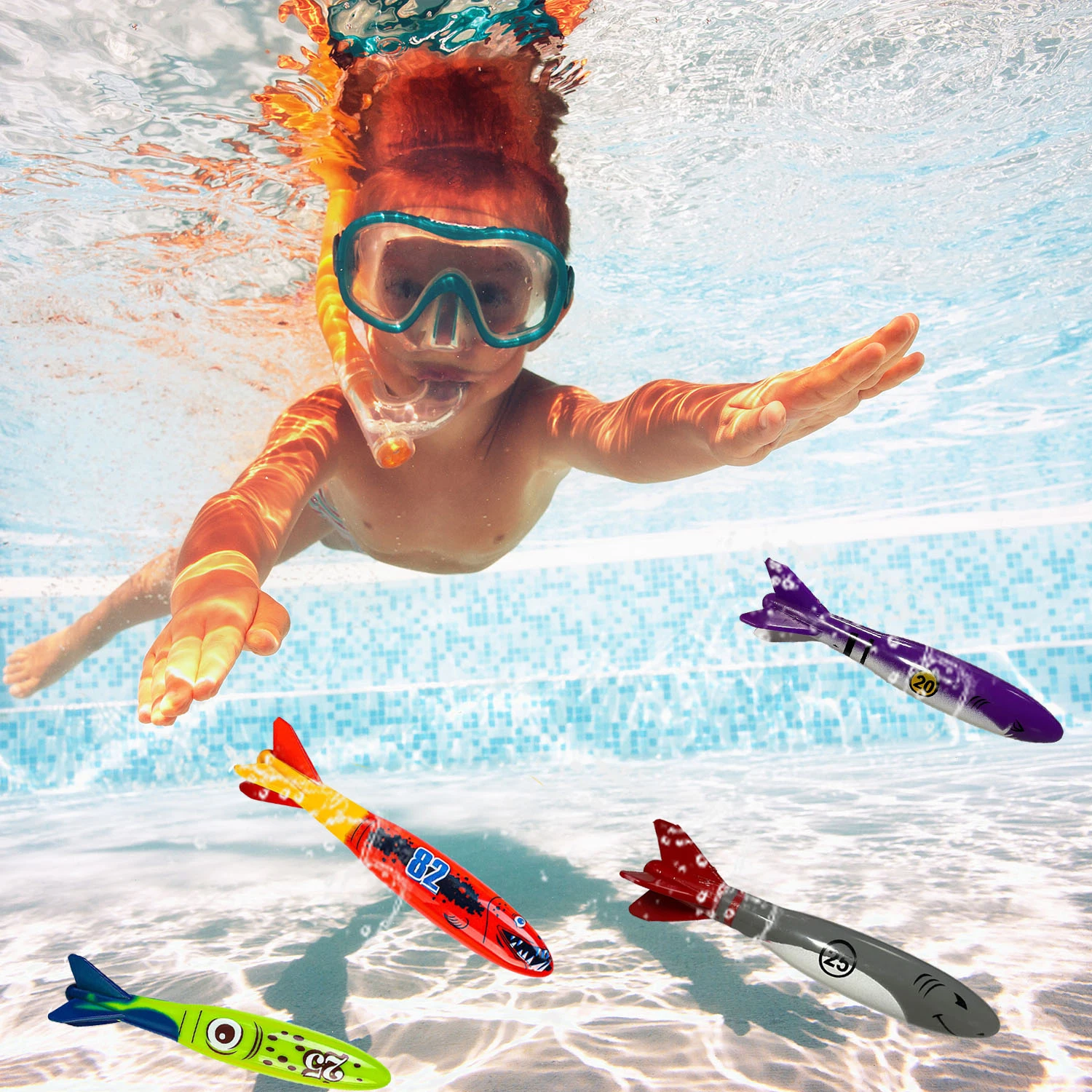 Summer Diving Training Toys Torpedos Sharks Octopus Underwater Water Games Training Swimming Pool Gifts Set Toys For kids 5