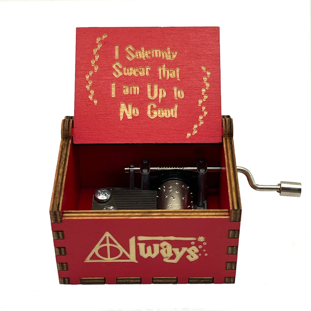 Hand-cranked wooden music box holiday birthday gift wooden music box