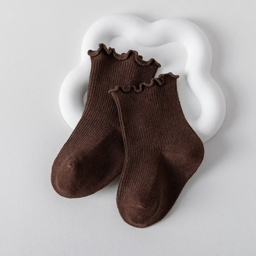 5Pairs Fashion Ruffle Baby Cotton Socks Autumn Spring Cute Toddle Short Tube Socks Breathable Mid-calf Newborn Socks Children
