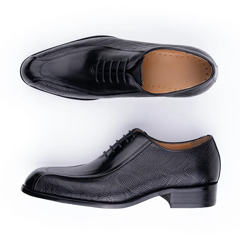 Deluxe Men's Leather Shoes Formal Dress Shoes Wedding Party  Oxford Handmade Comfortable Lace Up Genuine Leather Men's Shoe 2