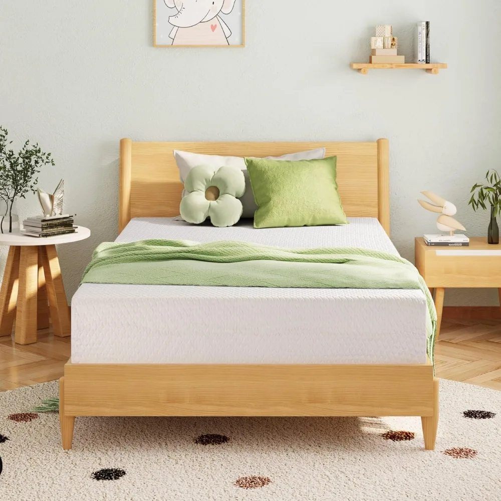 6-inch children's double memory sponge mattress with cooling green tea gel, medium hardness support to relieve pressure 2