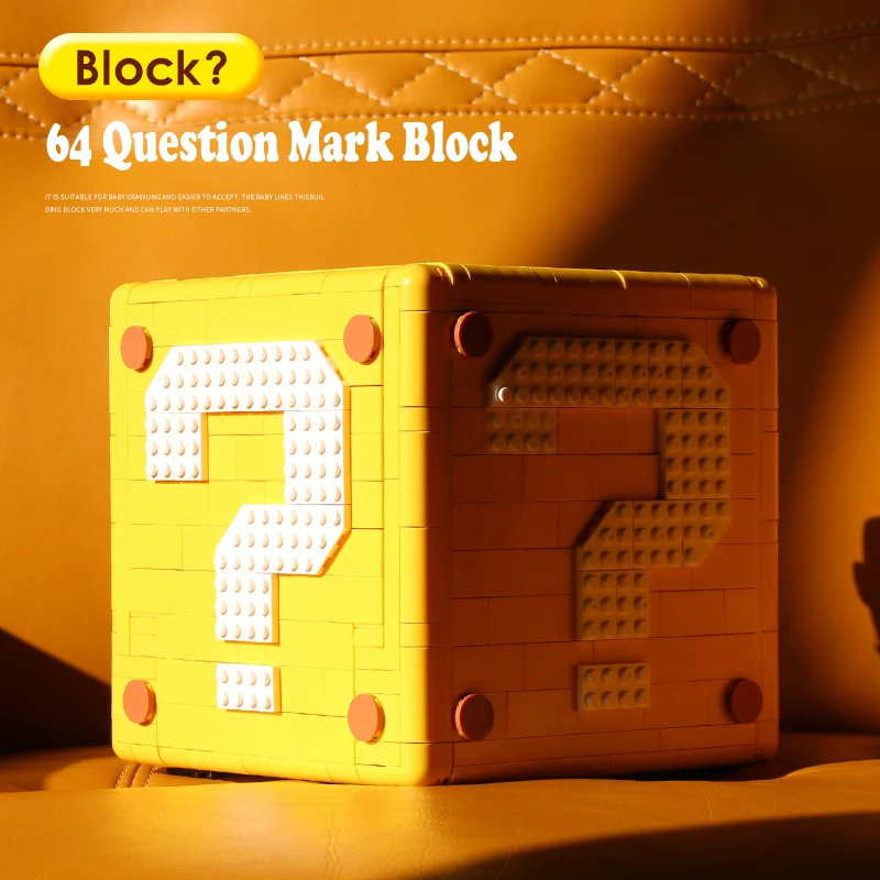 슈퍼 마리오 64 물음표 블록 모델 호환 71395 빌딩 브릭, 3D DIY 게임 소품, 성인 장난감 선물
