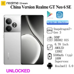 Original Realme GT Neo 6 SE  Unlocked Region Simcard  Snapdragon 7+ Gen 3 100W Supervooc 5500mAh 6.78Inch AMOLED 120Hz 50MP OIS