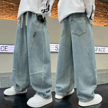 Boys Jeans Autumn Fashion Trousers Children Loose Casual Pants Spring New Solid Straight Trousers Children's Clothing 5-14 Years 1