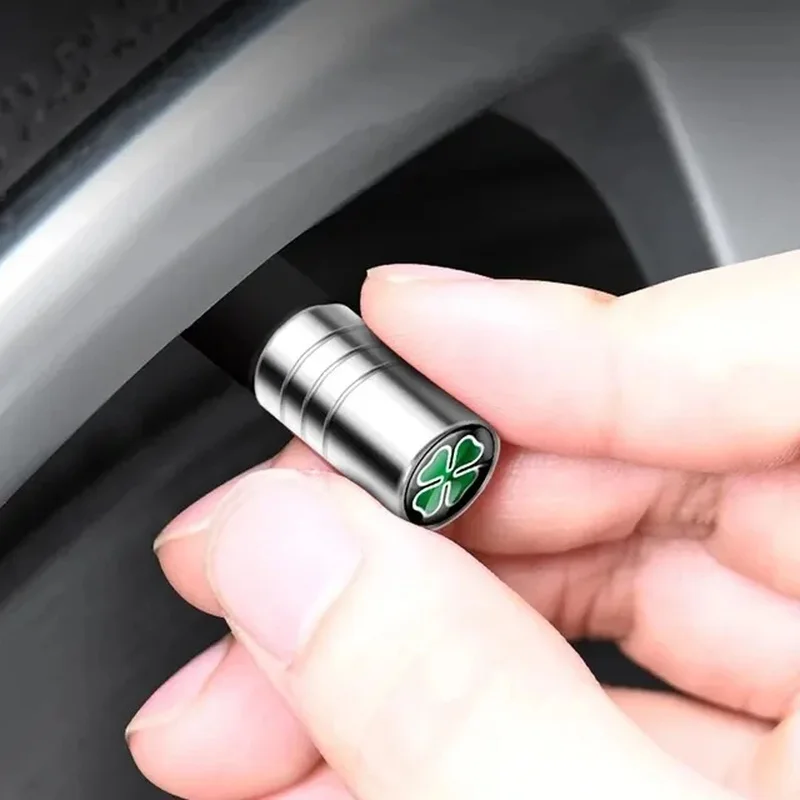 4Pcs Four-leaf Clover Metal Car Wheel Tire Valve Stem Caps Fashion Badges Auto Tire Valve Dust Motorcycles Accessories