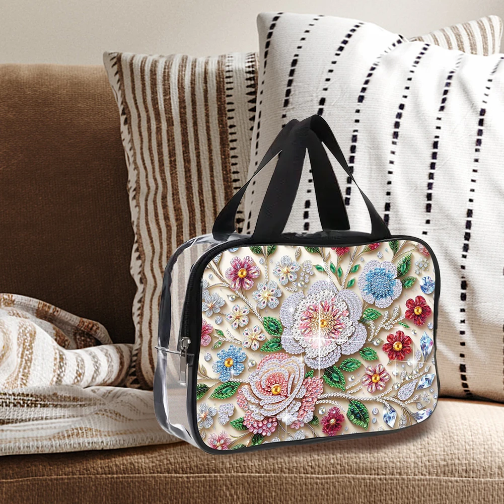 1pc DIY Diamond Painting Kit Portable Travel Bag with Zipper colorful diamond art handbag for Women Carry Daily Use Travel