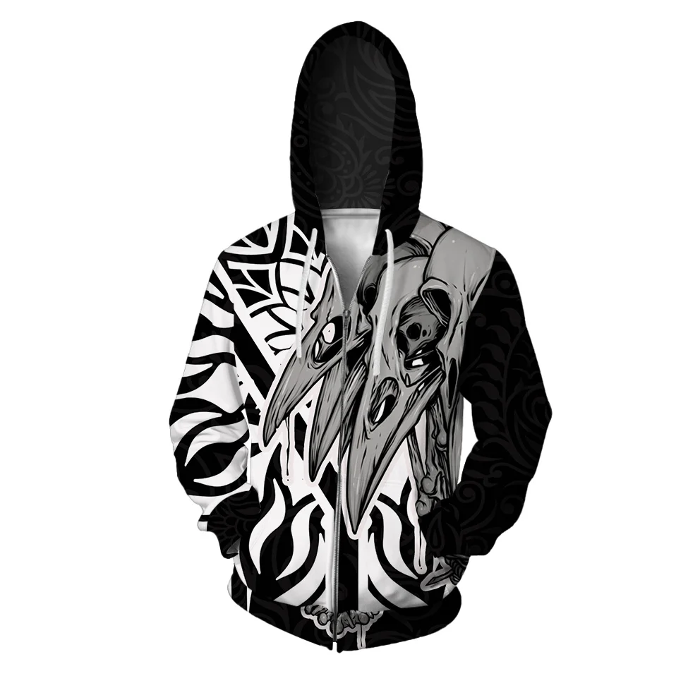thumbnail image 1 of Sudadera con capucha informal de otoño para hombre, sudadera con cremallera, sudadera moderna y versátil, sudadera con capucha de calavera, sudadera con capucha holgada gótica, ropa Ma, 1 of 5